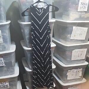 Belle Sky Black and White Chevron Maxi Dress